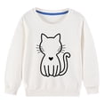 thumbnail image 2 of RXIRUCGD Chandails pour Tout-Petits et Filles en Molleton Chandail de Base Tunique à Capuche Imprimée Chat Col Rond Manches Longues Chandails Chandail Hauts Vêtements d'Automne Hiver, Filles Blanc-A Chandail Taille 9-10 Ans, 2 of 5
