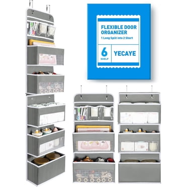 Organisateur par-Dessus la Porte, Delamu Organiseurs Suspendus à 6 Tablettes pour Rangement, Gris