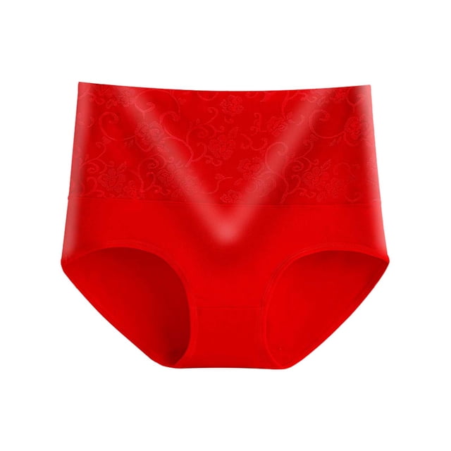 Fgnfyis Culottes pour Femmes, Femmes, Pur Coton, Taille Haute, Confortables et Respirantes, Culottes pour Femmes en Rouge, Taille TG. Présente un design Taille Haute avec des Ouvertures Élastiques pour les Jambes pour un Ajustement Doux et Non Restrictif. Fabriqué en Coton Respirant et Doux pour la Peau avec un Subtil Motif floral sur la Ceinture. Convient au Port Quotidien.