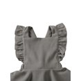 thumbnail image 3 of Kmbangi Girls Solid Color Suspender Skirt Sleeveless Square Collar Large Hem High Waist Dress with Ruffles, 3 of 7
