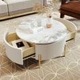 thumbnail image 3 of Noble House 31.5'' Accent Round Coffee Table,2 large Drawers Storage,Off White, 3 of 9