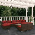 thumbnail image 1 of vidaXL 10 Piece Garden Lounge Set with Cushions Brown Poly Rattan, 1 of 5