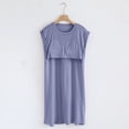 thumbnail image 4 of Japceit Chemises de Nuit pour Femmes, Chemisier pour Femmes Uni Décontracté Mode Col Rond Coupe Régulière Sans Manches Vêtements de Nuit Chemises de Sommeil, 4 of 9
