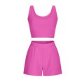 thumbnail image 4 of Cameland Women's Spring and Summer Solid Tank Top Shorts Two Piece Casual Home Set, 4 of 9