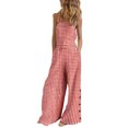 thumbnail image 1 of Innerwin Combinaison Longue à Imprimé Floral pour Femme, Pantalon à Jambe Grand, Été, Sans Manches, Ample, une Pièce, Rouge, G, 1 of 2