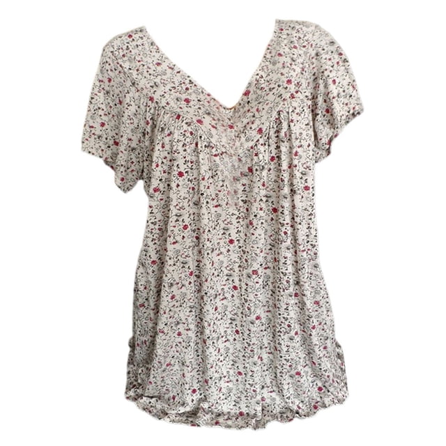 Hauts pour Femmes Tendance Décontractés Amples T-Shirt à Col Rond Imprimé Chat Lune Blanc m