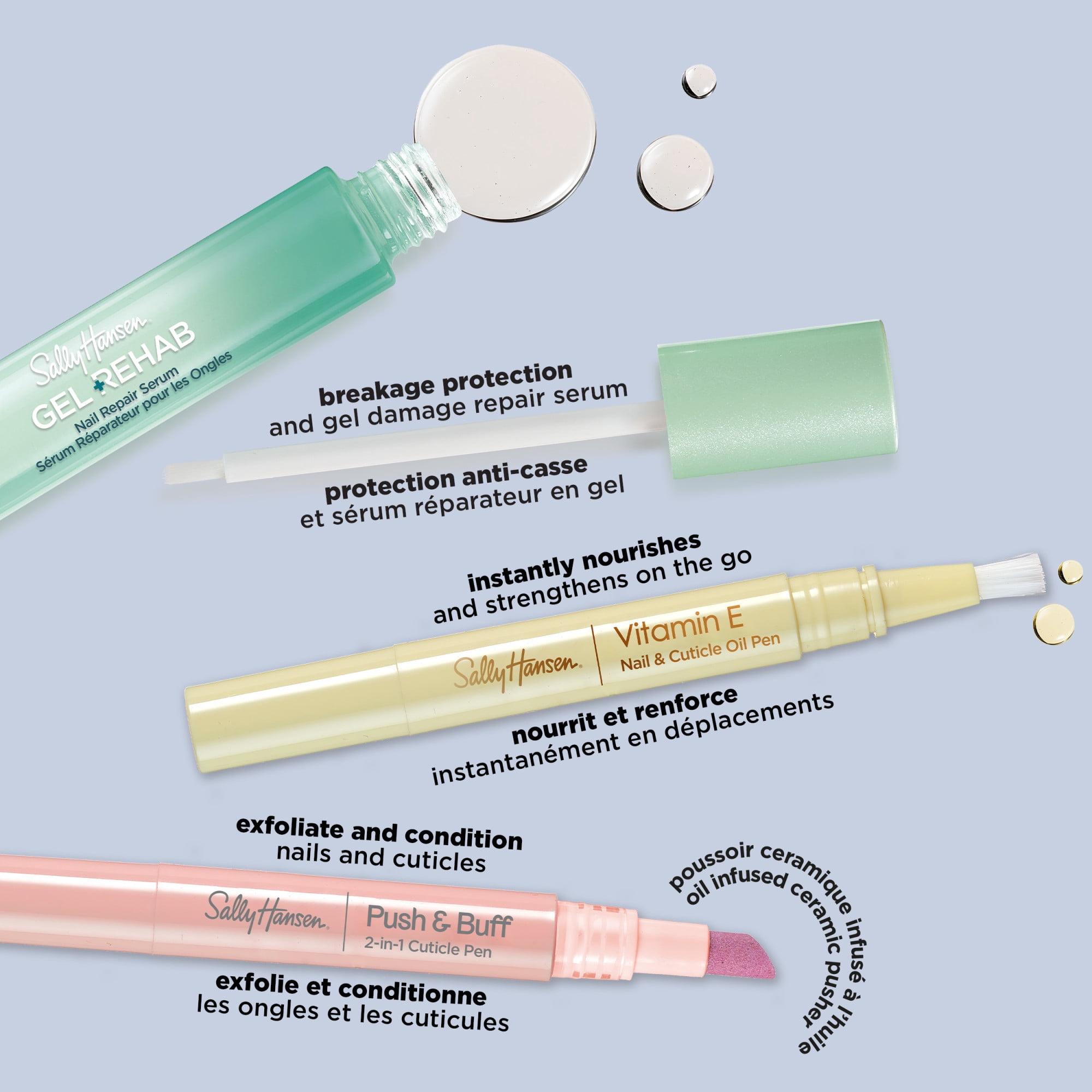 Sally Hansen Sérum de réparation d'ongles Gel Rehab, Soin des ongles, Vernis à ongles gel Réparation des dommages