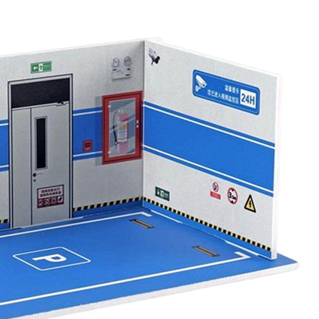 Baohd 1/24 Car Garage Diorama Model Decoration for Micro Landscape Diorama Scenery Blue
