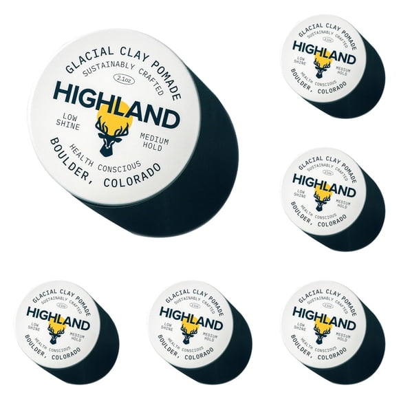 Pommade d'Argile Capillaire Highland Glacial – Argile Capillaire Naturelle et Nourrissante / Tenue Moyenne, Style Retroussable, 2,1 oz, Lot de 5