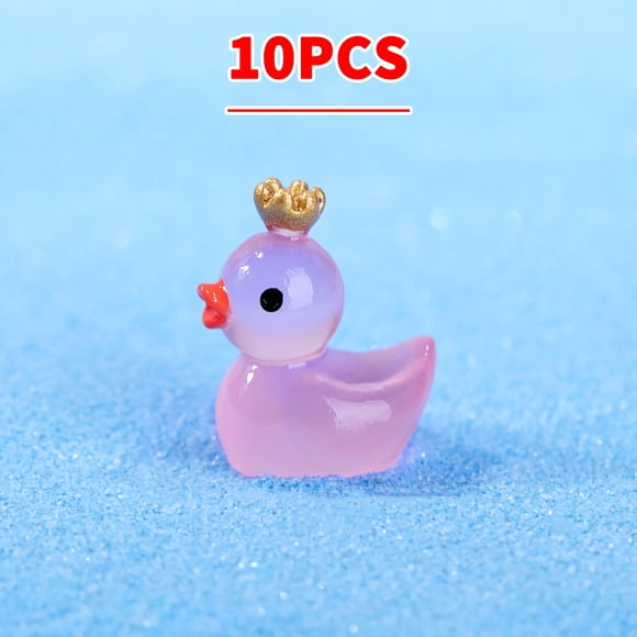 10-Piece Glow in the Dark Duckling Figurines for Aquarium Moss Fish Tank Decoration Mini Resin Ornaments Ideal for Home Garden Party Accessories Size 2.7x2.2cm