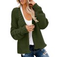 thumbnail image 1 of Ladies Winter Fashion Coat Cable Knitted Warm Outer Coat Mid Length Trench Coat Crew Neck Knitwear Solid Color Overcoat Long Sleeve Open Front Cardigan, 1 of 6
