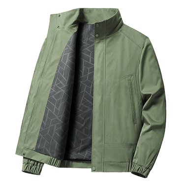 Ketyyh-chn99 Golf Jackets For Men 2024 Fashion Fall Men's Bomber Jacket Lightweight Mens Hoodless Outdoor Jacket Stand Collar Long Sleeve Pocket Solid Color Jacket Fall Climbing Clothes Green,4XL