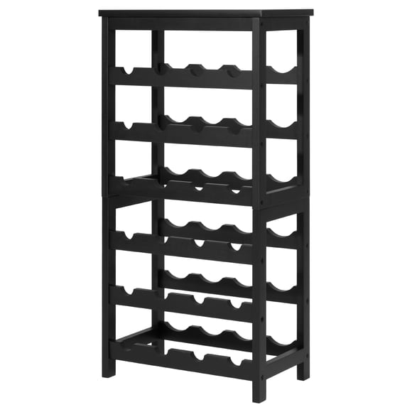 KFFKFF Casier à Vin Détachable pour 24 Bouteilles, Porte-Bouteille à 6 Niveaux, Étagères de Rangement pour Vin Autoportantes en Bois de Bambou Massif avec Dessus de Table, Noir