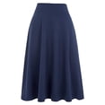 thumbnail image 4 of Mrat Jupe Mini pour Femmes Jupe pour Femmes Fille Extensible Jupe Haute Mini Taille Plissée Mi-Longue Jupe Midi Fluide Version Imprimée Élastique Jupe Évasée en Tricot Bleu Foncé 2TG, 4 of 4