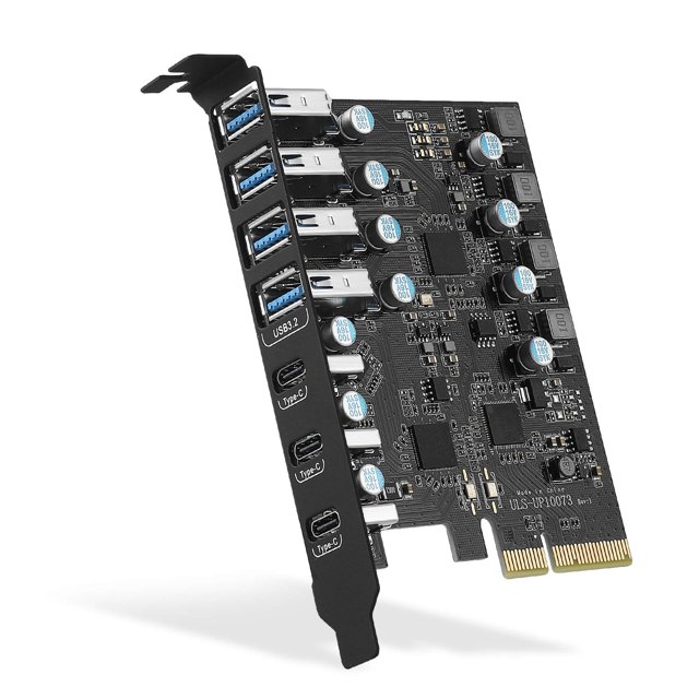 PCIe to USB 3.2 Gen 2 Card with 20 Gbps Bandwidth 7 USB Ports (4 USB Type-A and 3 Type-C Ports), PCI Express (PCIe) Expansion Card for Desktop PC