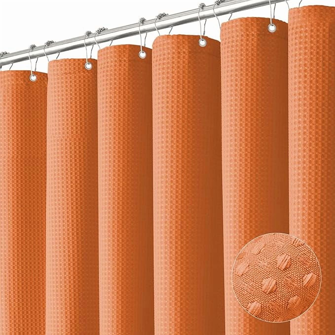 suxuMhao Waffle Pattern Waterproof Shower Curtain,71×71in 1pc Shower Curtain Liner for Bathroom,Shower Liners with 12 Plastic Hooks as a Gift,Stylish Shower Curtains for Bathroom Decor​,Orange