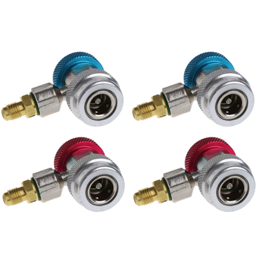4 Pcs Adaptateur de Coupleur Rapide pour Voiture Auto Freon R134A, Réfrigérant de Climatisation, Jauge de Collecteur A/C Réglable