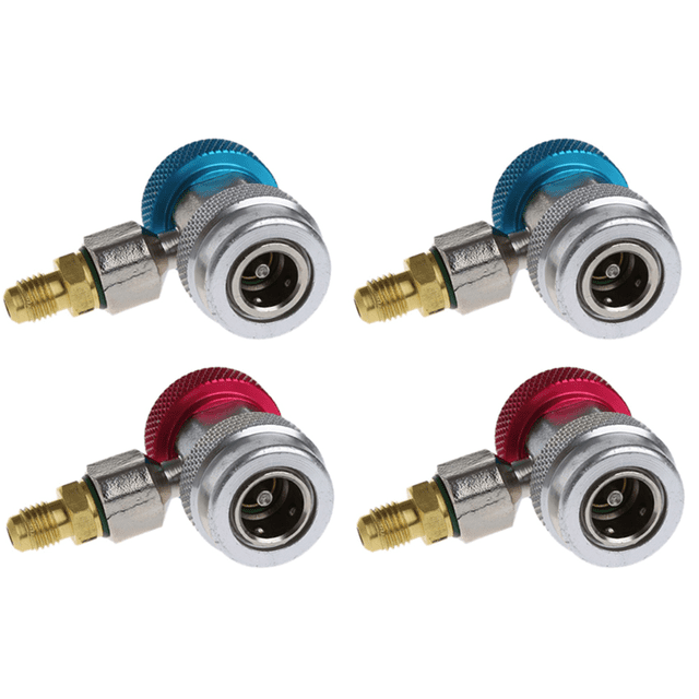 4 Pcs Adaptateur de Coupleur Rapide pour Voiture Auto Freon R134A, Réfrigérant de Climatisation, Jauge de Collecteur A/C Réglable