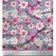 thumbnail image 1 of Soimoi Polyester Crepe Fabric Cosmos Floral Print Fabric by The Yard 52 Inch Wide, 1 of 3