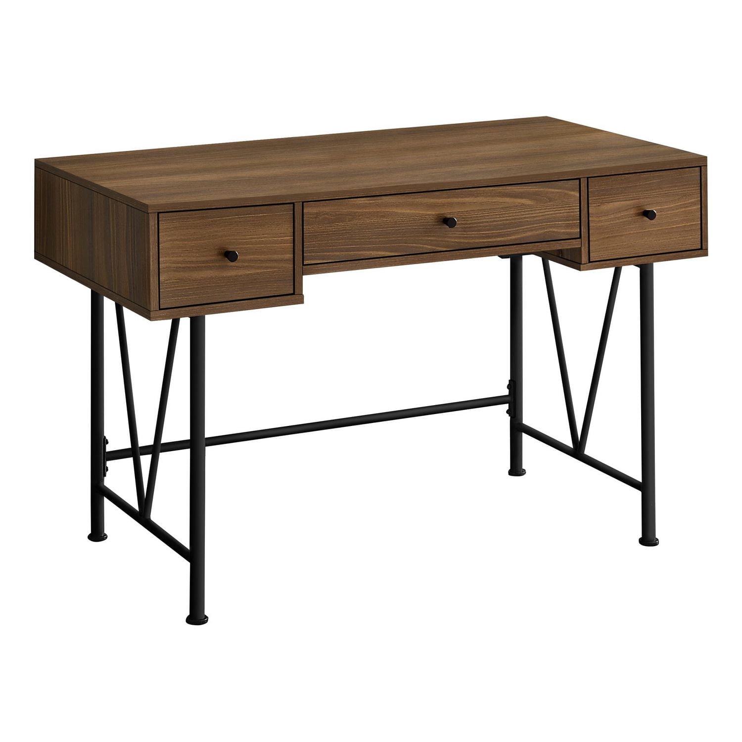 Monarch Specialties Bureau, Bureau À Domicile, Ordinateur Portable, Tiroirs De Rangement, 48"l, Travail, Métal, Stratifié, Noyer, Noir, Transitionnel