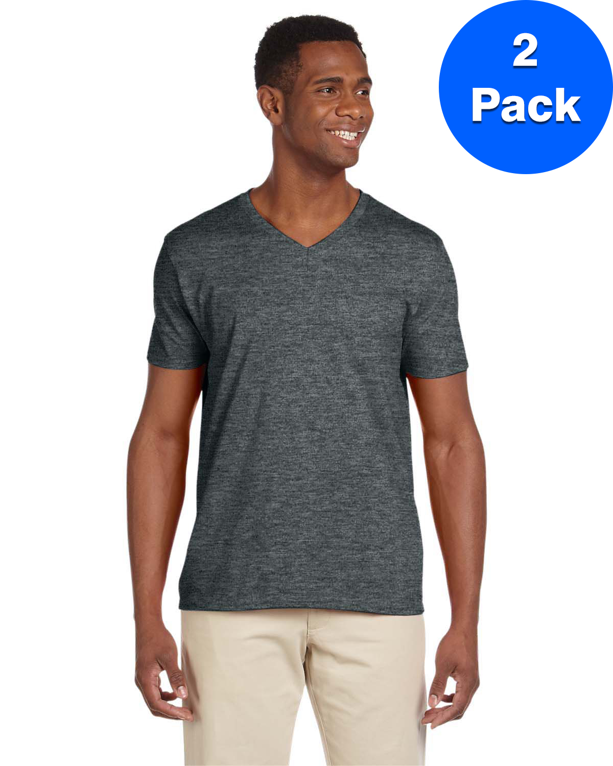 Gildan T-Shirt Col en V pour Hommes Softstyle - G64V (Lot de 2)