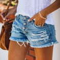 thumbnail image 2 of Womens Fashionable And Versatile Straight Leg Pants With Star Print High Waisted Tassel Denim Shorts, 2 of 6