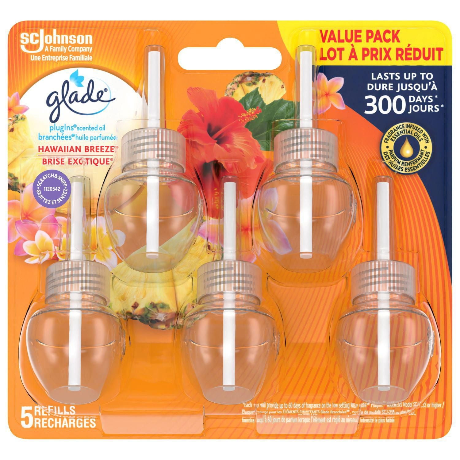 Glade PlugIns® Huile Parfumée 5 Recharges - Brise Hawaïenne