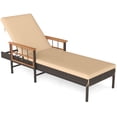 thumbnail image 2 of Costway 1PCS Patio Rattan Chaise Lounge Outdoor Reclining Lounger Chair with Wood Armrests Mix Brown,Beige, 2 of 9