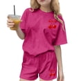 thumbnail image 1 of Robe d'Été avec Manches Ensemble de Loisirs d'Été pour Enfants Col Rond Manches Courtes Haut et Shorts Ensemble Deux Pièces Mignon Ensemble d'Été, 1 of 6