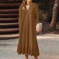 thumbnail image 2 of Pisexur Robes d'Automne pour Femmes, Couleur Unie, Manches Longues, Robes de Retour à la Maison, Col en V, Robes d'Invitée de Mariage pour Femmes, Robe Maxi Décontractée Ample, Robes Grande Taille pour Femmes aux Formes, P-5TG, 2 of 6