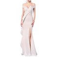thumbnail image 2 of UPPADA Wedding Guest Dresses for Women One Shoulder Ruched Formal Evening Dress Wrap Ruffle Hem Dress Halter Bodycon Maxi Dress High Waist Party Prom Gown Cocktail Dress Clearance on sale, 2 of 5
