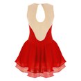 thumbnail image 2 of YONGHS Robe de Patinage Artistique Brillante pour Filles Enfants avec Strass Sans Manches en Mousseline Robe de Danse Ballet Rouge 8, 2 of 5