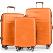 Costway 3-Piece Luggage Set ABS PC Hard Shell Suitcase Set with TSA Lock Telescope Aluminum Handles & 360° Spinner Wheels