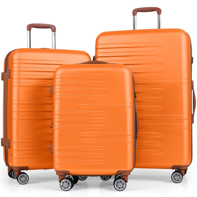 Costway Ensemble de Bagages 3 Pcs ABS PC Coque Rigide Ensemble de Valises avec Serrure TSA Télescope Poignées en Aluminium et Roues Pivotantes à 360°