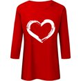 thumbnail image 4 of Plebaso Hauts Cœur pour Femmes Manches 3/4 Col Ras du Cou T-Shirts Graphiques Mignons Imprimés Blouses Décontractées pour Femmes, 4 of 5