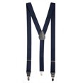 thumbnail image 1 of Mens Elastic Y-Back Adjustable Clip-on Suspenders With Leather Trim- Navy (Regular, 46" Long), 1 of 1