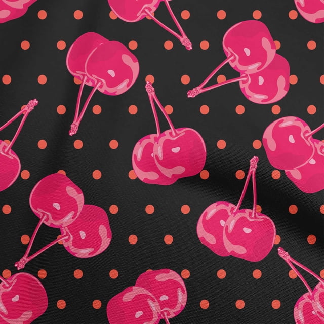 oneOone Georgette Viscose Magenta Fabric Cherry Fabric For Sewing Printed Craft Fabric By The Yard 42 Inch Wide