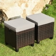 thumbnail image 1 of Gymax Ensemble de 2 Poufs Repose-Pieds en Rotin pour Patio Jardin Extérieur avec Coussin Brun, 1 of 10