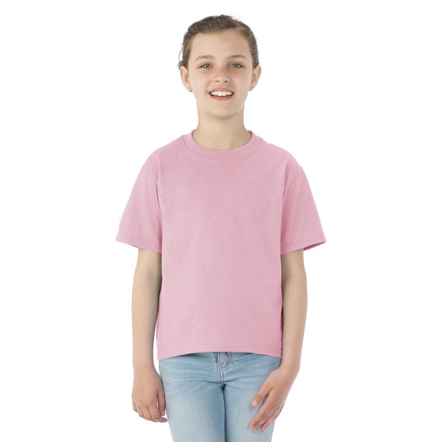 Jerzees T-Shirt à Col Rond à Manches Courtes Youth DRI-POWER Active, L, Rose Classique