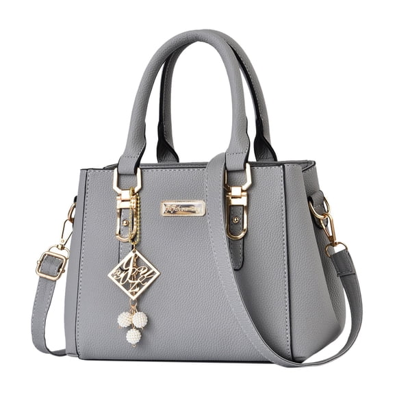 Bmisegm Casual Leather Messenger Bag Large Capacity Handbag Fashion Womens Bag Extra Large Shoulder Bag Grey One Size