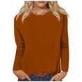thumbnail image 1 of AherBiu T Shirts for Women Fall Long Sleeve Crewneck Basic Tee Tops Loose Solid Color Comfy Shirts, 1 of 5