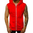 thumbnail image 1 of Innerwin Hoodies Sleeveless Men's T Shirt Summer Zip Up Regular Fit Hooded Tank Tops Red 2XL, 1 of 3
