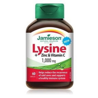 Jamieson caplets lysine avec zinc et vitamine C, 1000 mg, 60 caplets