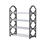EARKITY Shoe Rack, Shoe Shelf Storage Organizer, 4 Tiers Metal Shoe Rack, Space Saving Shoe Stand, Shoe Shelf Garage Shelving, Storage Rack for Entryway, Hallway, Living Room, Closet, Dorm Room