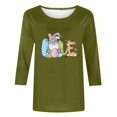 thumbnail image 4 of Xihbxyly Hauts Grande Taille pour Femmes Manches 3/4 T-shirt Imprimé Col Rond de Pâques Manches 3/4 Chandail Col Rond Cadeau de Vacances, 4 of 5
