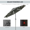 thumbnail image 4 of Outsunny Parasol de Patio Solaire de 9 Pi avec Lumières DEL, Auvent Inclinable, Gris, 4 of 10
