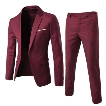 Ediodpoh Pants Slim Party Jacket 2 Piece Men’s Vest R Business Wedding Suit Suit Men's Coats Jackets Pants Sets Red L
