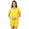 thumbnail image 1 of Bimba Ensemble de Nuit Mignon pour Femmes en Coton, Haut Boutonné avec Short, 1 of 7