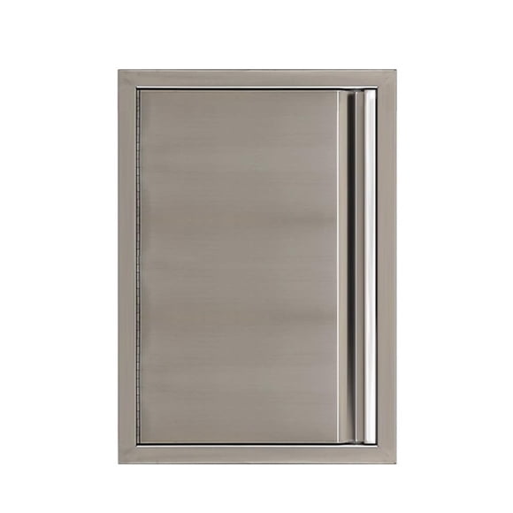 Outdoor Kitchen BBQ Access Door Double Panel – 24" x 17" Brushed Stainless Steel Flush Mount with Handles, Vertical Wall-Mount Cabinet Door