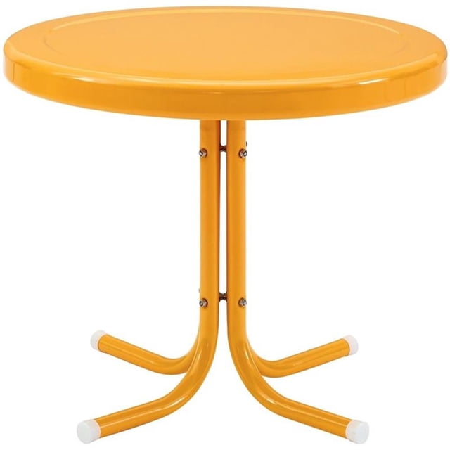 Crosley Furniture Table d'Appoint Rétro en Métal pour Patio, Fini Lustré Tangerine